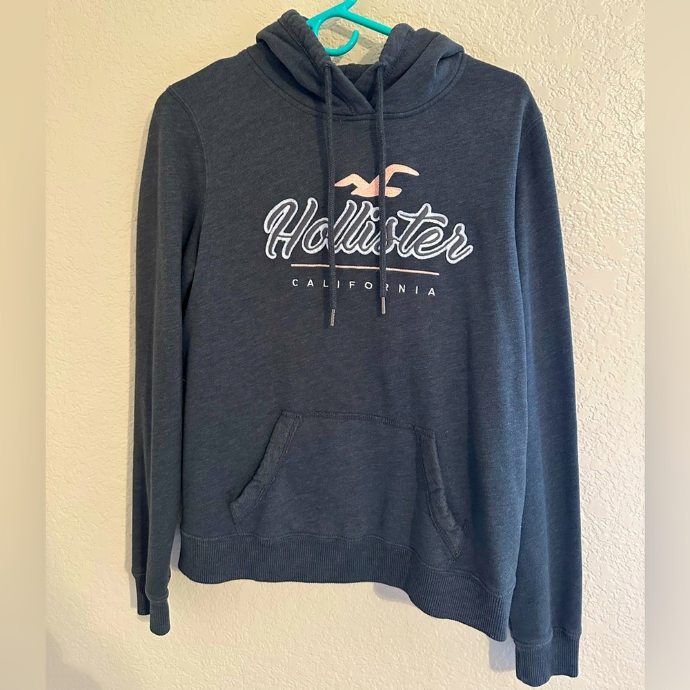 Hollister Gray Hoodie with White Logo
